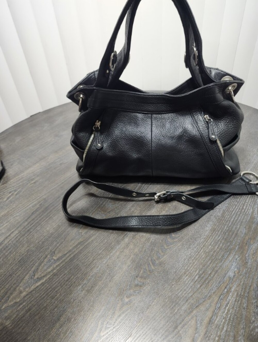 Presa Pebbled Cowhide Black Leather Large Hobo